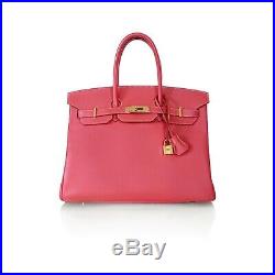 Hermes 2012 Bicolor Rose Jaipur Epsom Gold Tan Leather Birkin 35 Bag Handbag
