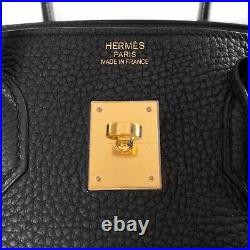 Hermes 2015 Noir Black Veau Togo Leather Birkin 35 Bag Handbag Gold Hardware