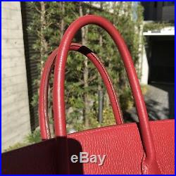 Hermes Birkin Bag 35 Ardenne Leather Rouge Vif, Gold Plate Color In O Year Made