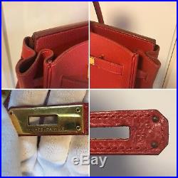Hermes Birkin Bag 35 Ardenne Leather Rouge Vif, Gold Plate Color In O Year Made