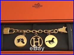 Hermes Breloque Metal Bag Charm For Birkin Gold Tone Engraved Made in France
