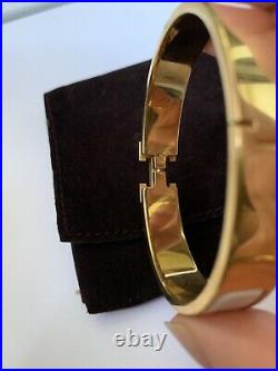 Hermes CLIC Clac White Gold H Narrow Enamel Bracelet Cuff Pm