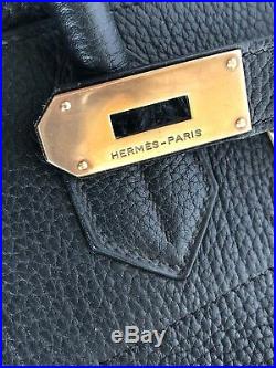 Hermes HAC 45 cm Birkin Black Fjord Gold HW Authentic HERMÈS Haut-A-Courroie