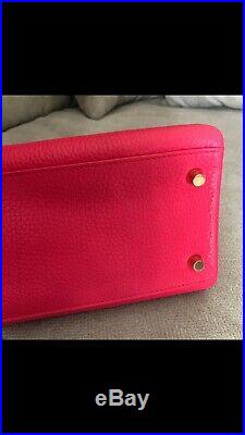 Hermes KELLY 28 cm Rose Extreme Pink Clemence Leather Retourne Bag GHW Gold