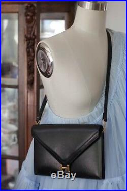 Hermes Vintage Lydie Black Box with Gold HW removable strap Shoulder Bag