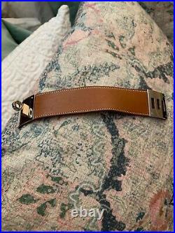 Hermes Womens Brown Leather Silver Tone Kelly Dog Bracelet