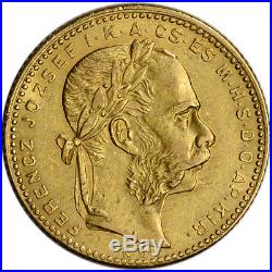 Hungary Gold 8 Forint/20 Francs. 1867 oz Franz Joseph I Average Circ Random Date