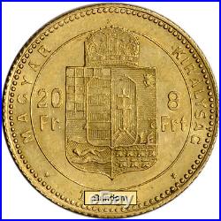 Hungary Gold 8 Forint/20 Francs. 1867 oz Franz Joseph I Average Circ Random Date