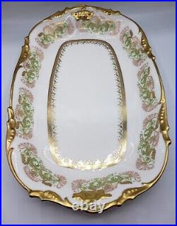 JPL Pouyat Limoges 16 Platter Tray Hand Painted Flowers withGold c1908-32 France