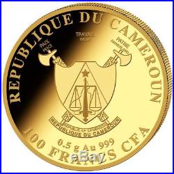 Kamerun 5 x 100 Francs 2018 Big Five Mini Kollektion Gold PP in Holzbox