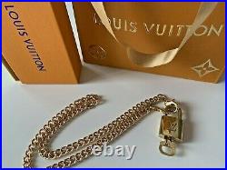 LOUIS VUITTON AUTH LV LOGO CHAIN NECKLACE WithWORKING LOCK & KEY LV DRAWER BOX