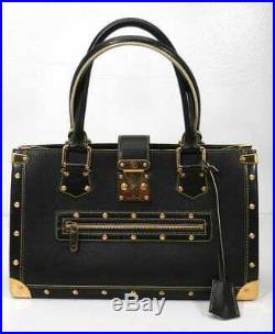 LOUIS VUITTON Black SUHALI Leather LE FABULEUX Gold-Studded Handbag Purse Bag