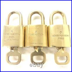 LOUIS VUITTON PadLock & Key 3Pcs set Brass Gold Number random (Authentic)