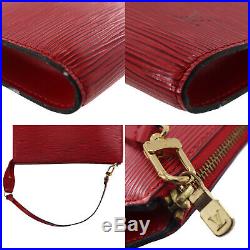 LOUIS VUITTON Pochette Accessories Pouch Bag Red Epi M52947 Authentic #CC192 I
