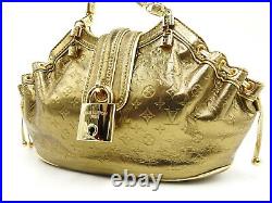 LOUIS VUITTON Theda PM Monogram Chain Shoulder Hand Bag Leather Gold M92373 2685