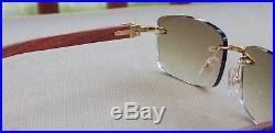Limited Cartier Smooth Cafe Lens Carved Rosewood Buffalo Sunglasses Shabowhita