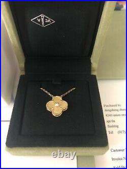 Limited Ed. Van Cleef & Arpels Alhambra Pendant Gold Mother of Pearl Diamond
