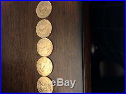 Lot Of 5 French Franc 20 Rooster Gold Coins