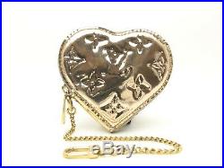 Louis Vuitton Authentic Monogram Miroir Gold Heart Shaped Coin Purse Wallet LV