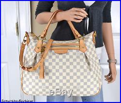 Louis Vuitton Evora MM Damier Azur Leather Satchel Shoulder Bag Handbag Purse