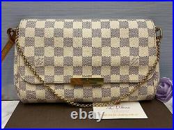 Louis Vuitton Favorite MM Damier Azur Clutch Crossbody (DU2185)+ Receipt+Box