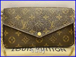 Louis Vuitton Felicie Monogram Fuchsia Clutch Cross (MI1126) +Dust Bag