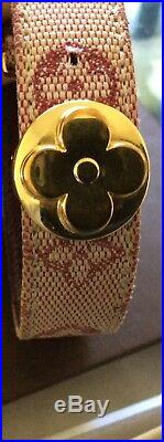 Louis Vuitton Mini Lin Monogram bracelet with gold Tone Flower Authentic VG box