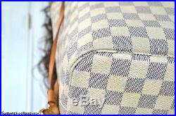 Louis Vuitton Neverfull MM Damier Azur Leather Tote Shoulder Bag Handbag Purse