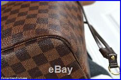 Louis Vuitton Neverfull MM Damier Ebene Leather Tote Shoulder Bag Handbag Purse