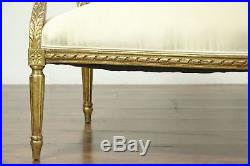 Louis XVI Style Antique 1910 Settee, Gold Leaf Finish, France #28603