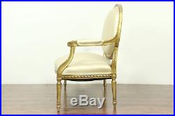 Louis XVI Style Antique 1910 Settee, Gold Leaf Finish, France #28603