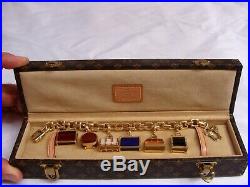 Magnificent Louis Vuitton 18k Gold Charm Luggage Bracelet 6 Charms With Box