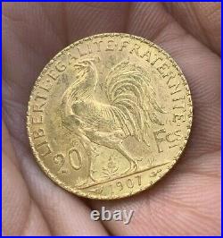 Marianne 1907 France Gold Coin 20 Francs Paris France Coin