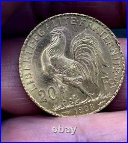 Marianne 1908 France Gold Coin 20 Francs Paris France Coin