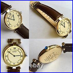 Must De Cartier Paris Vermeil Ladies Gold Plated Silver Watch Superb Condition