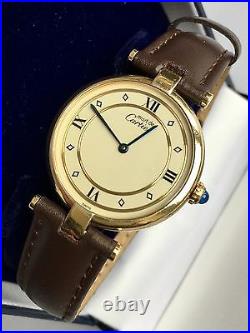 Must De Cartier Paris Vermeil Ladies Gold Plated Silver Watch Superb Condition