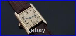 Must de Cartier Tank Gold on Silver Ladies Mechanical Watch in Cartier Box
