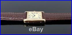 Must de Cartier Tank Gold on Silver Vintage Hand Wound Ladies Watch. Cartier Box