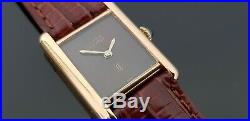 Must de Cartier Tank Gold on Solid Silver Hand Wound Mechanical Ladies Watch