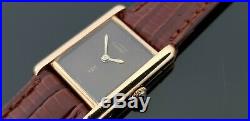Must de Cartier Tank Gold on Solid Silver Hand Wound Mechanical Ladies Watch