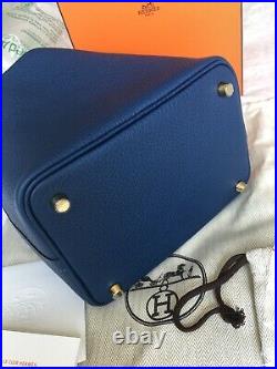 NEW Hermes Picotin Lock 18 PM Clemence in Deep Blue with Gold Hardware