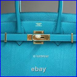 NEW Paon Blue 30cm AUTHENTIC HERMES BIRKIN with gold hardware