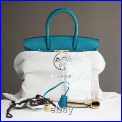 NEW Paon Blue 30cm AUTHENTIC HERMES BIRKIN with gold hardware