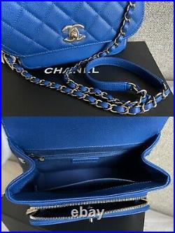 NWT 20P Chanel Caviar Quilted Medium Business Affinity Flap Blue Gold Hardware