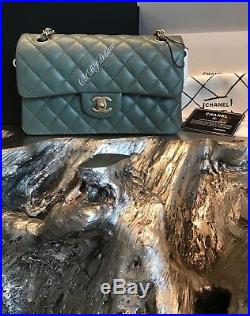 NWT CHANEL 18C Iridescent Green Caviar Small Double Flap Bag 2018 Gold SOLDOUT