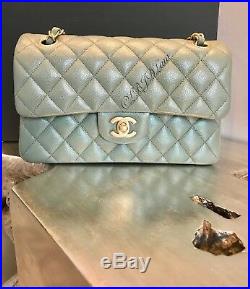 NWT CHANEL 18C Iridescent Green Caviar Small Double Flap Bag 2018 Gold SOLDOUT