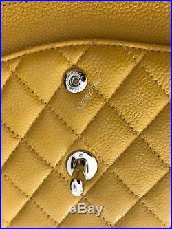 NWT CHANEL 18S Yellow Medium Classic Double Flap 2018 Pearly Mustard GOLD HW NEW