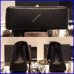 NWT CHANEL Lucky Charms Mini Classic Flap Black Lamb 18K 2018 Mademoiselle Gold