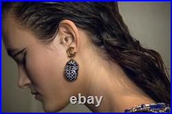 NWT CHANEL PRE-FALL 19A Scarab Blue/Gold Earrings