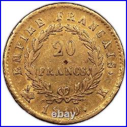 Napoleon I, France, Coin, 20 Francs or, Gold, 1810, K Bordeaux, AU, Rare